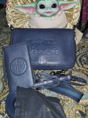 COACH Jes Messenger Bag & Coach Dempsey Wallet in Midnight Navy w/Straps - SALE